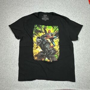 Marvel Spider-Man vs Venom Graphic T-Shirt Mens XL Black Cotton Comic Tee